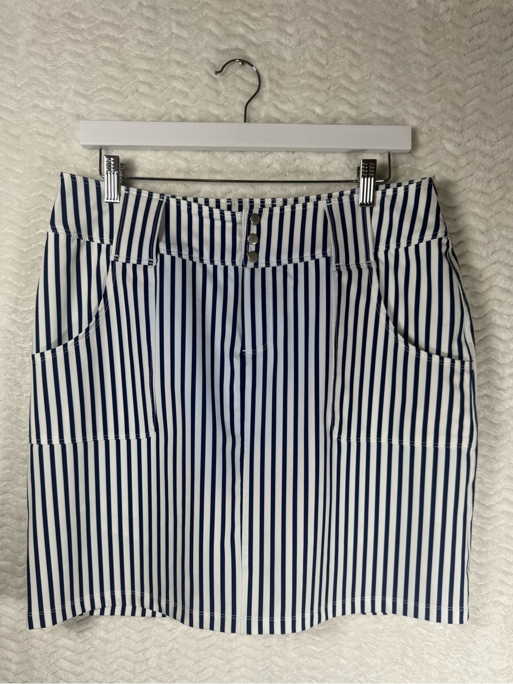 Jofit Navy & White Vertical Stripe Mini Skirt